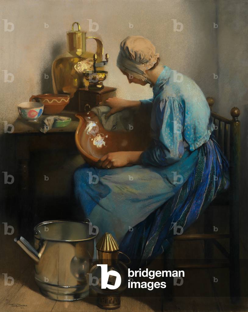 The Cleaning Lady (oil on canvas) 