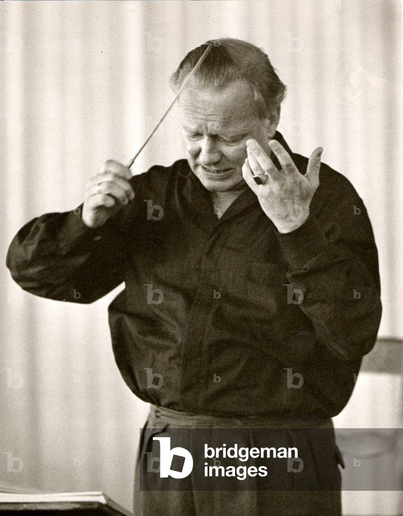 André Cluytens conducting with baton Belgian conductor, 1905-1967.