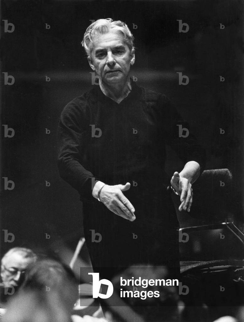 Herbert von Karajan conducting, Berlin, 1972. Austrian conductor, 5 April 1908 - 16 July 1989.