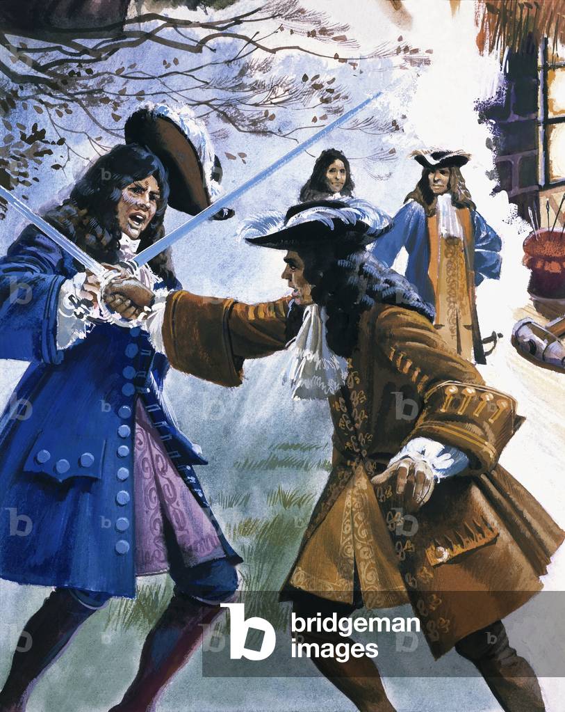 The Earl of Stafford about to be killed in a duel