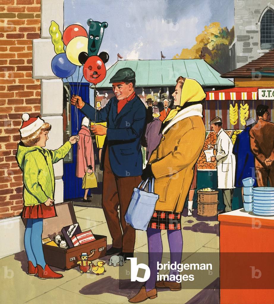 Bild von Gemälde "Ballonhändler", 20. Jahrhundert von English School