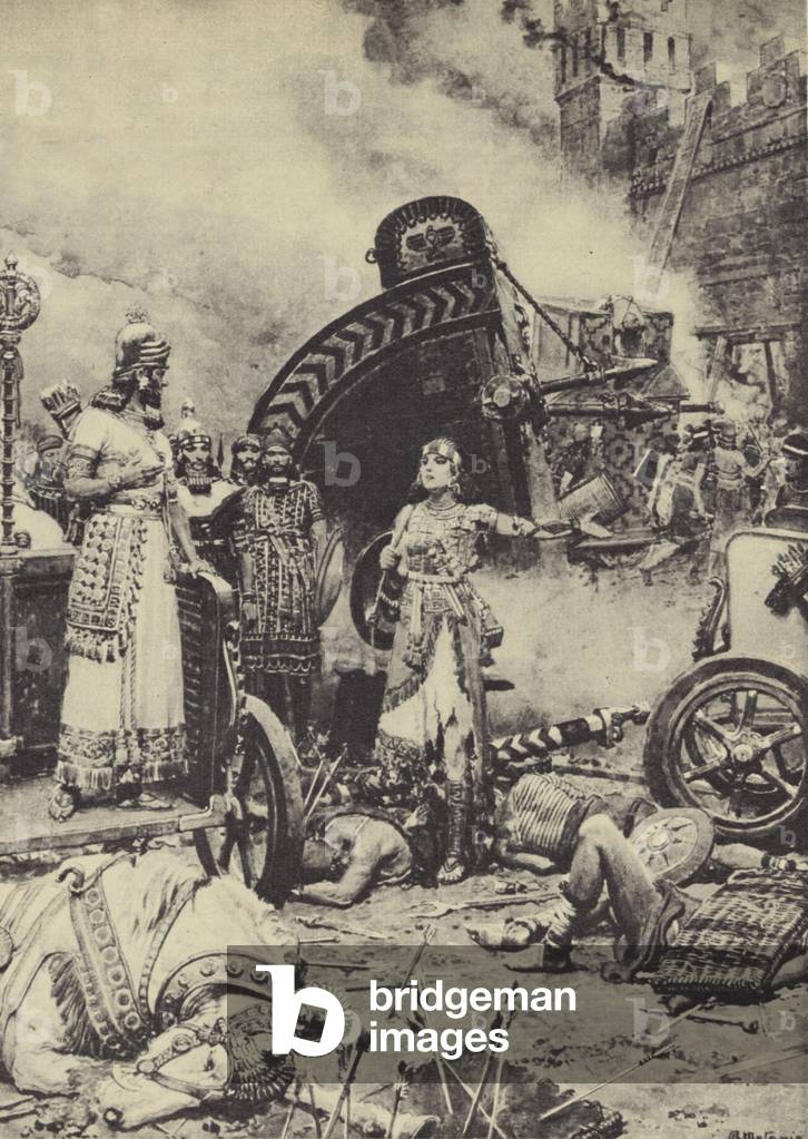 The mythical Queen named Semiramis (litho)