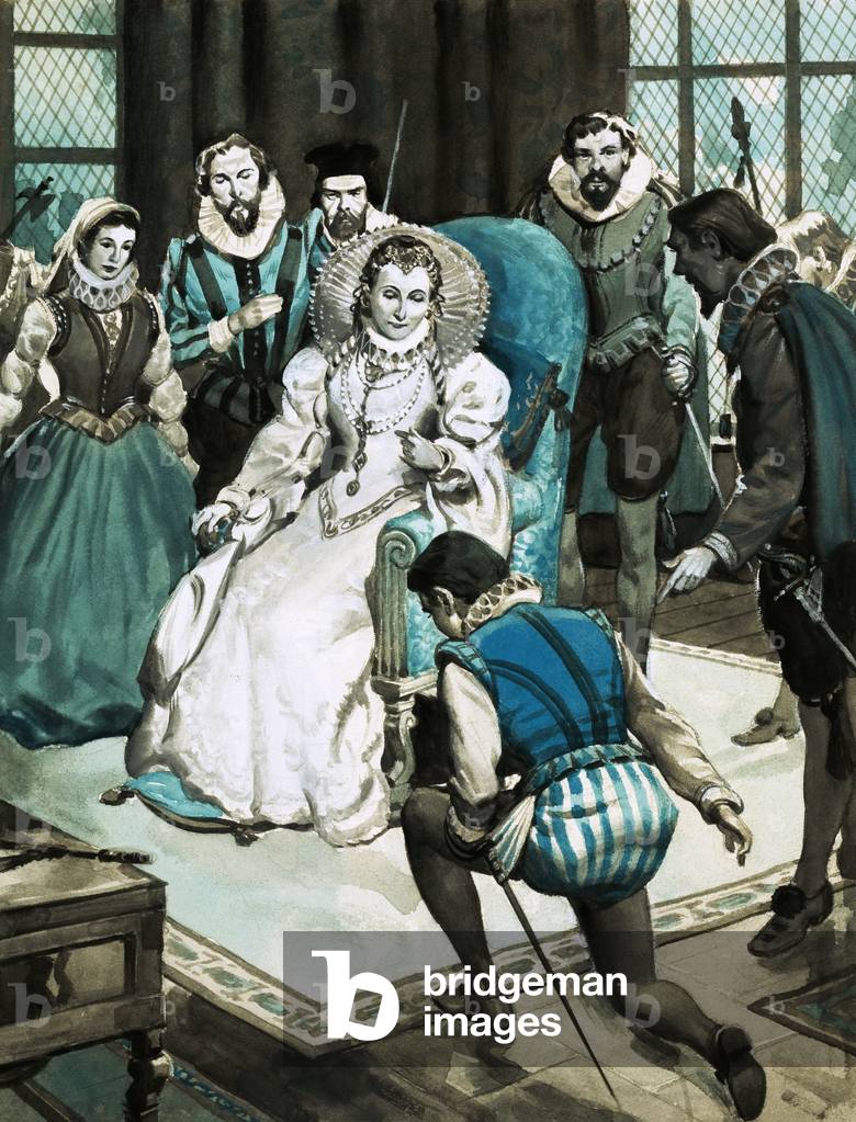 Miles Philips being given an audience by Queen Elizabeth I
