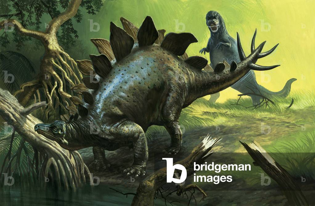 Bild von Gemälde "Stegosaurus", 20. Jahrhundert von English School