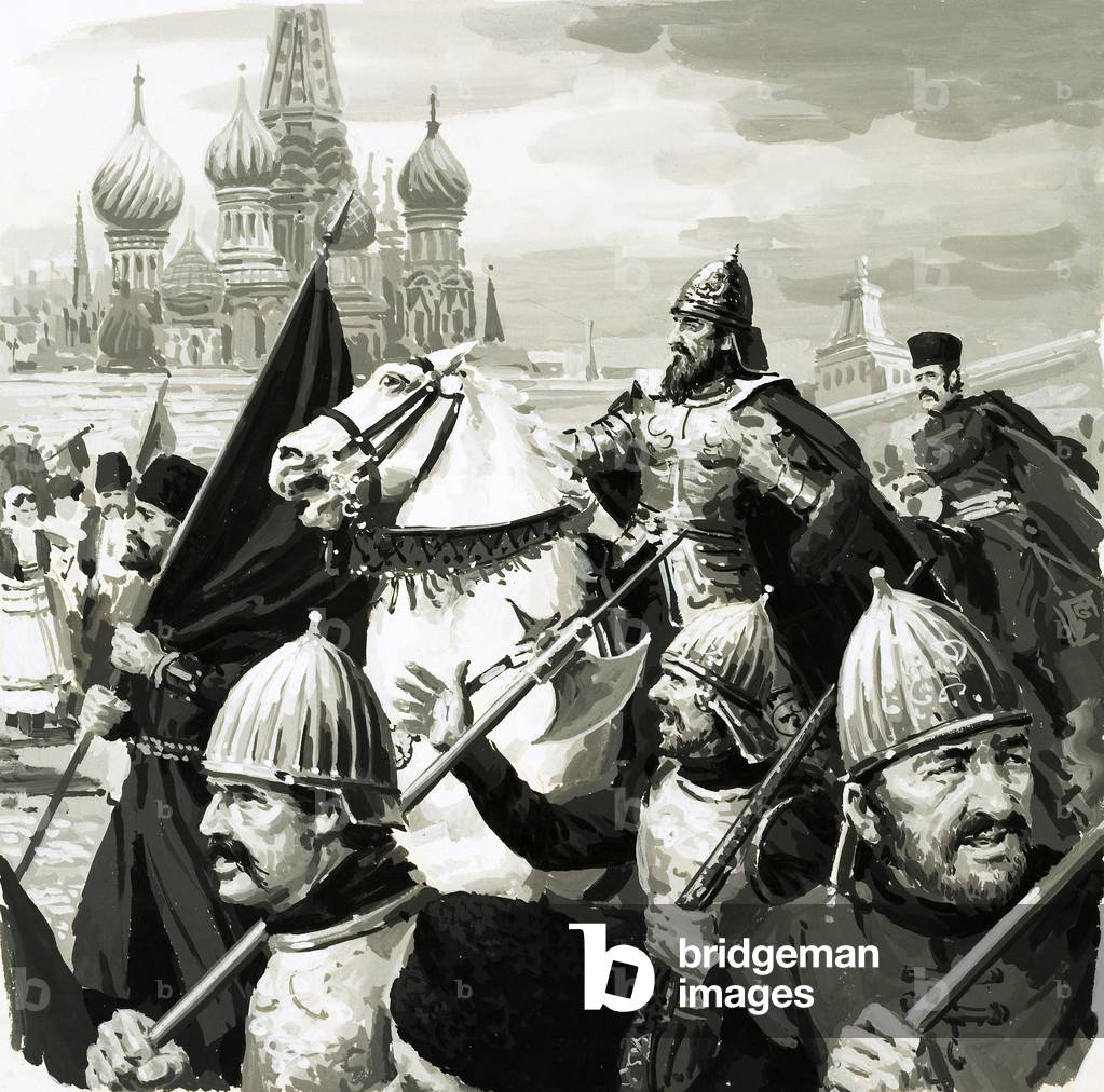 Ivan, Czar of Russia, proved his worth in battle against the Tartars (gouache on paper)