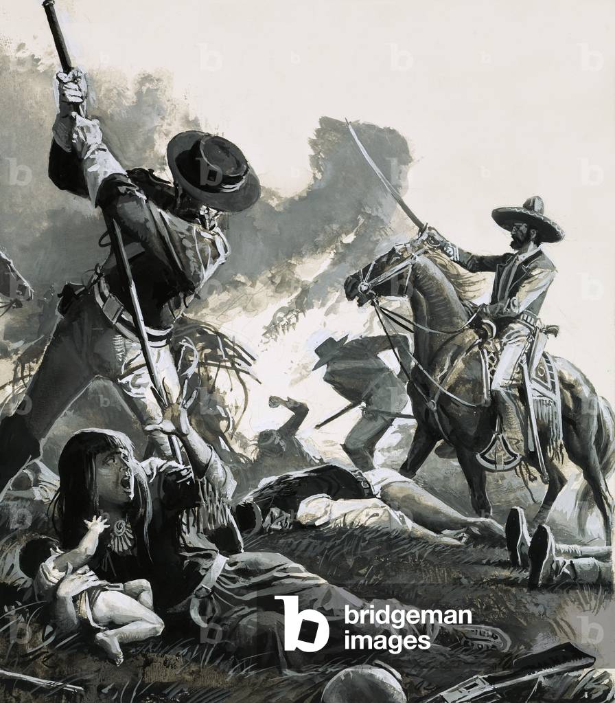 Im Jahr 1858 griffen zwei Truppen der mexikanischen Kavallerie das Lager der Apachen an