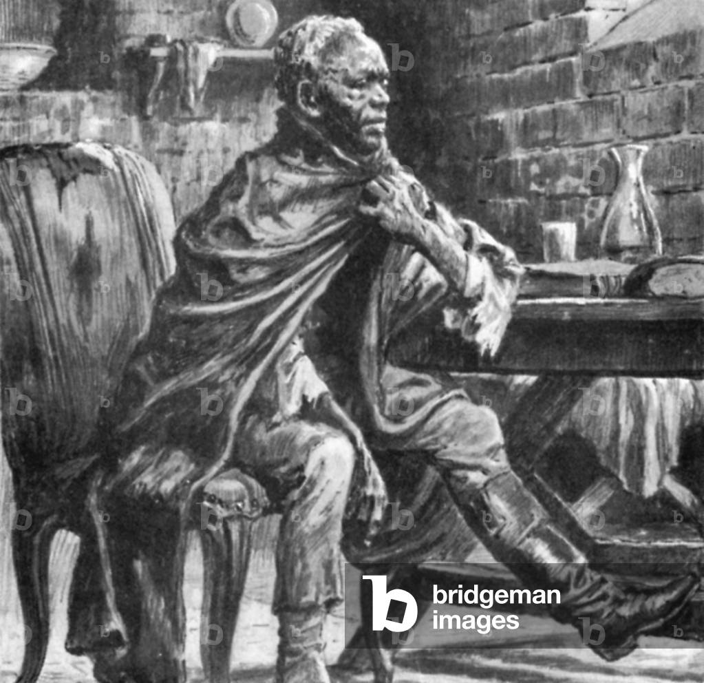 Toussaint Louverture, left to die in a cold damp cell (litho)