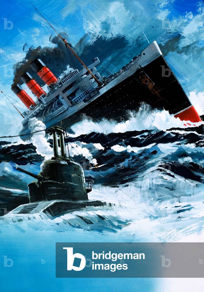 Sinking of the Lusitania (gouache on paper)