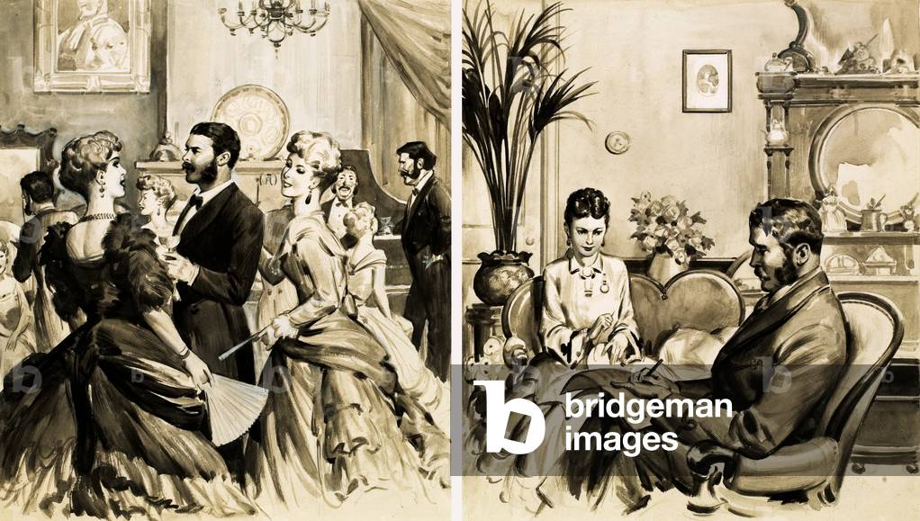 Gilbert & Sullivan (gouache on paper)