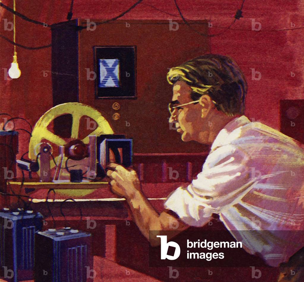 Baird began to experiment in wireless transmission of pictures (colour litho)