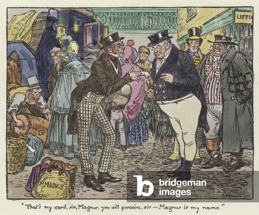 Illustration for the Pickwick Papers (colour litho)