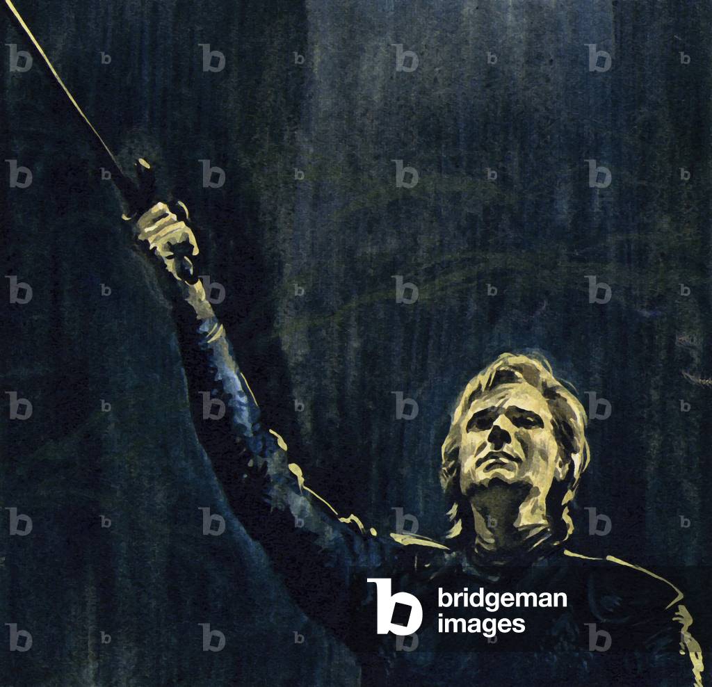 Wagner's Parsifal was the story of a knight of the Holy Grail (colour litho)