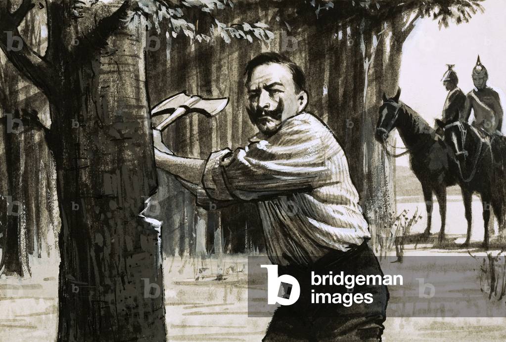 Kaiser Wilhelm II chopping down trees