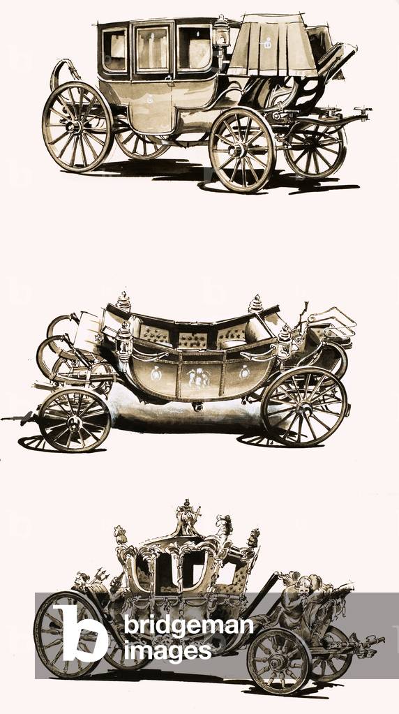Royal Coaches (gouache on paper)