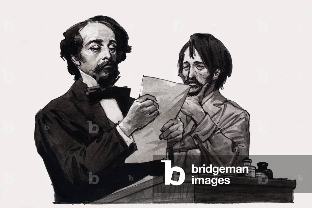 Charles Dickens and George Cruikshank, 1972 (gouache on paper)