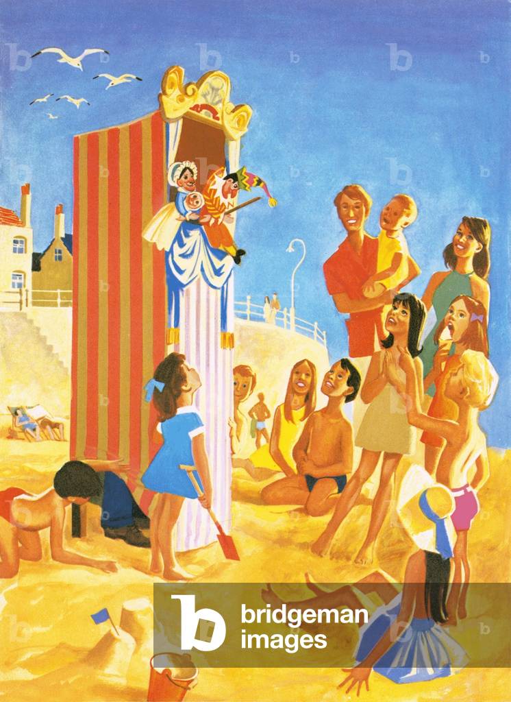 "punch und judy zeigen auf die Strand", 20. Jahrhundert von English School