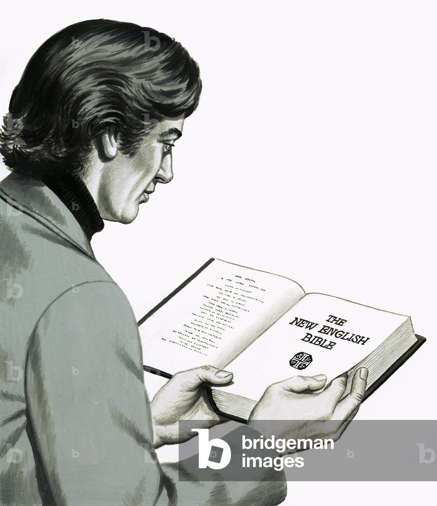 Man reading the New English Bible