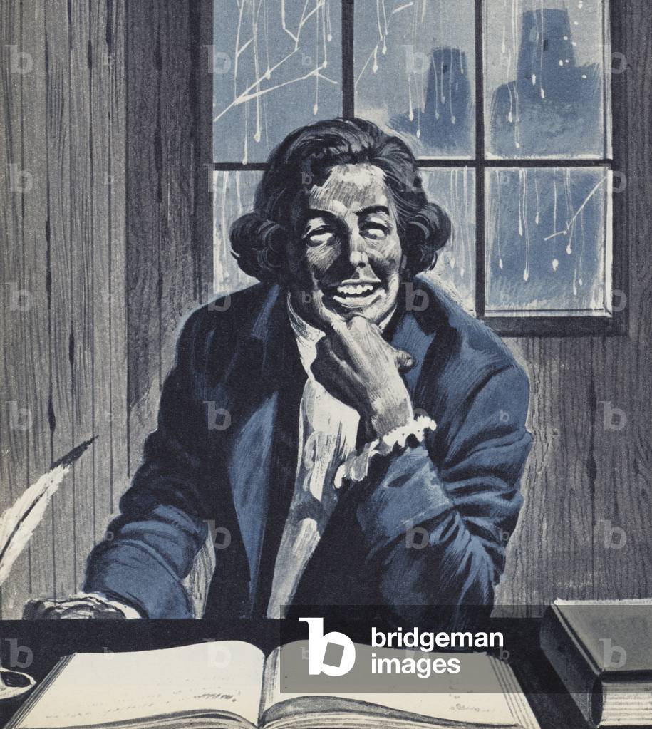 Rudolf Raspe, author of the famous Baron Munchausen tales (litho)