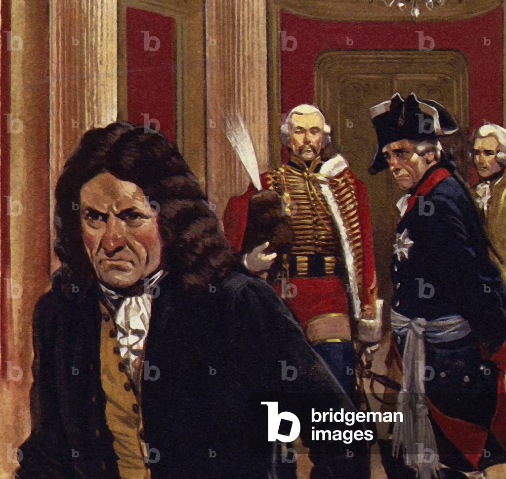 Voltaire had a stormy relationship with Frederick, the Crown Prince of Prussia (colour litho)