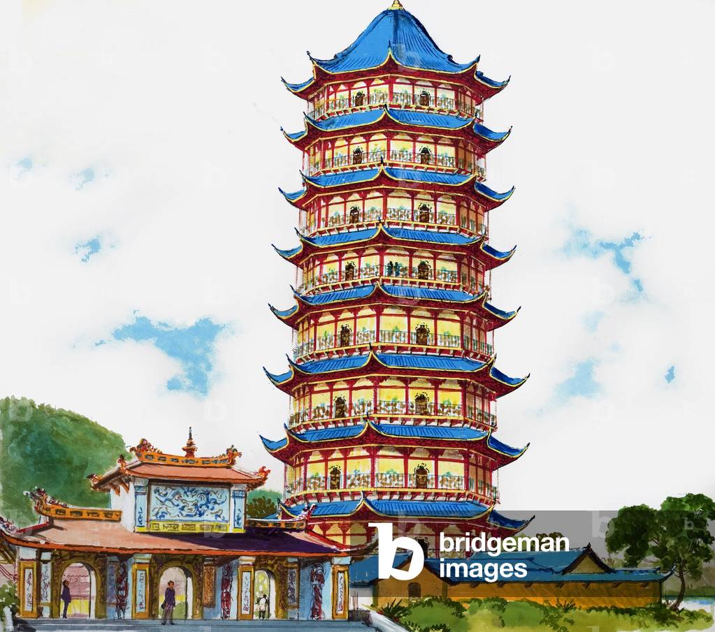 A Chinese Pagoda, illustration from 'Treasure', 1968 (gouache on paper)