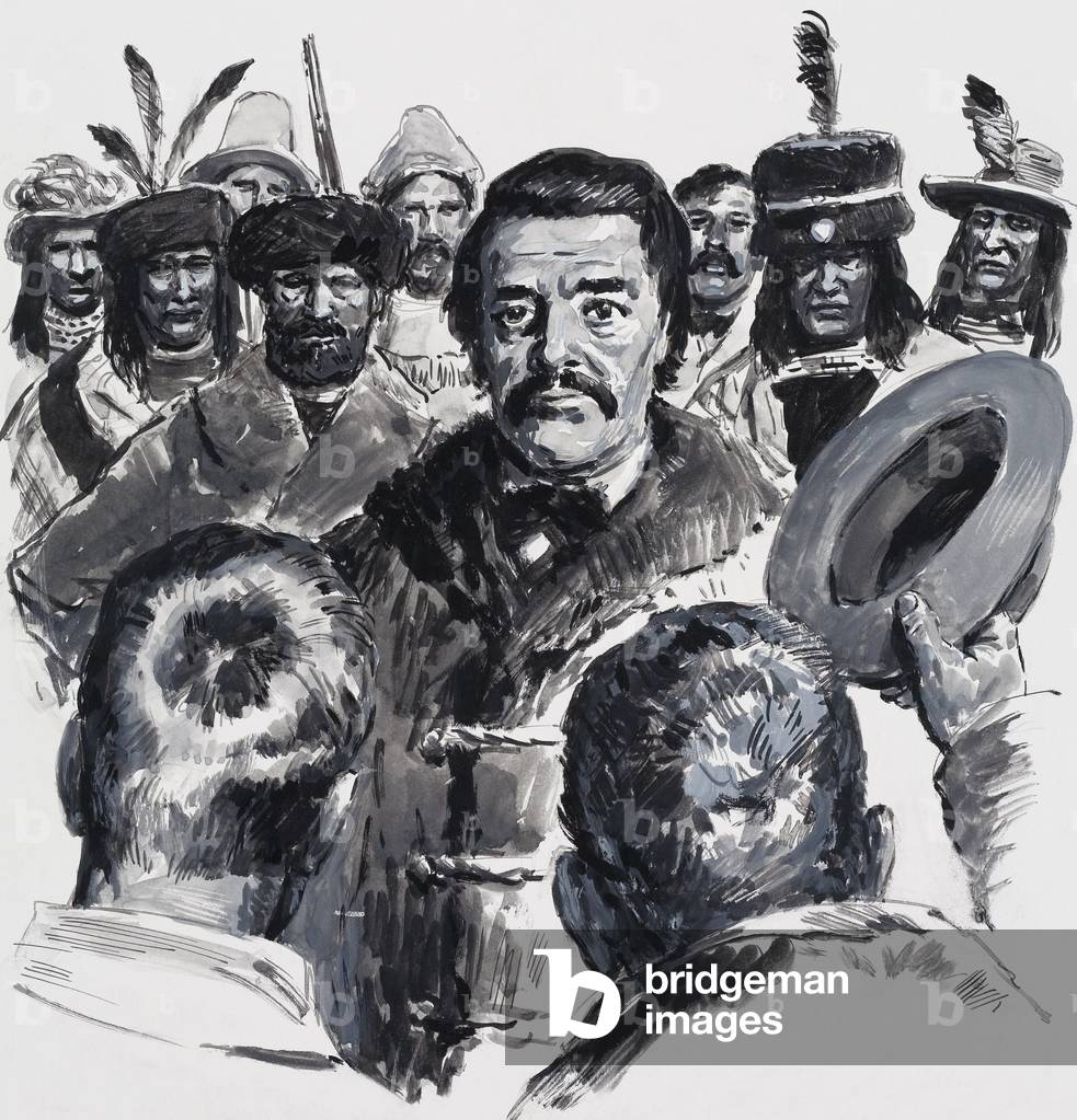 Louis Riel and the Metis, 1972 (gouache on paper)