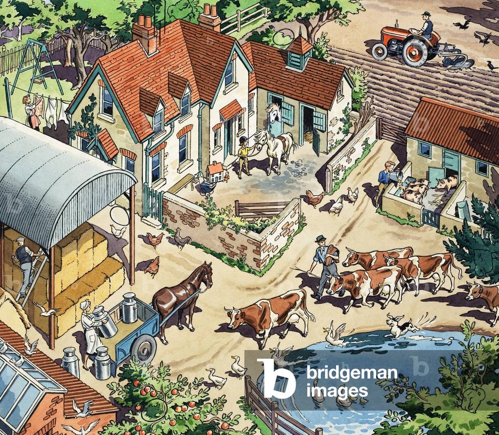 Bauernhaus, Illustration von 'Jack and Jill' (Gouache auf Papier)