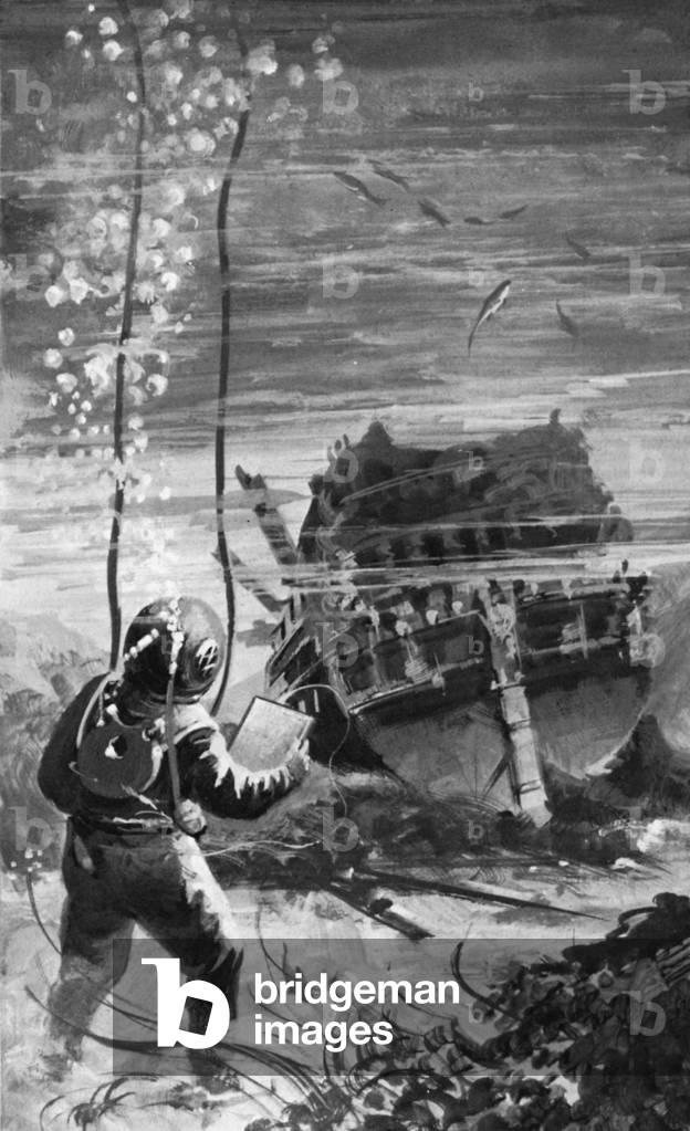 When Swedish Navy divers went down, they found the Vasa preserved in surprisingly good condition (litho)