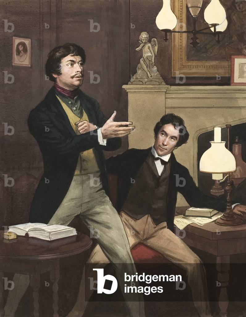 Henry Irving (1870-1919) with William Hoskins (gouache on paper)