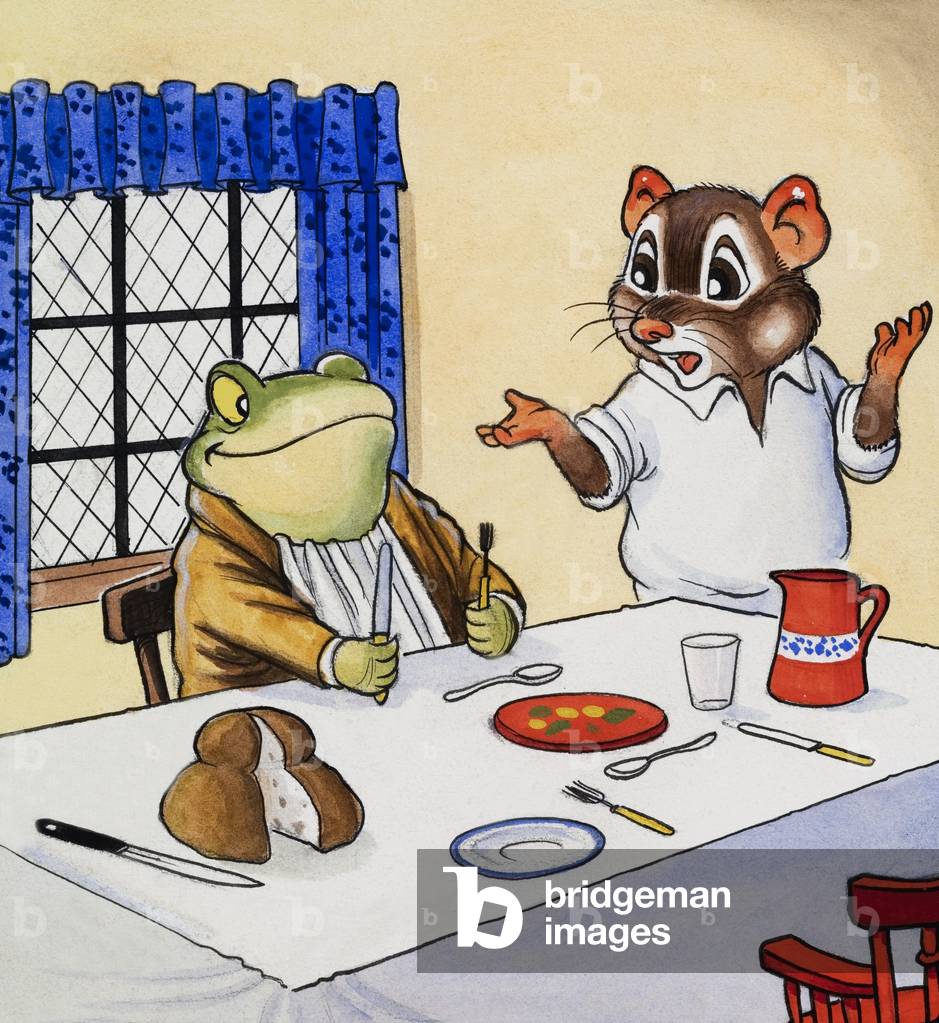 Immagine di Dipinto "Mr Toad aspetta il suo cibo", 20th Secolo di English School