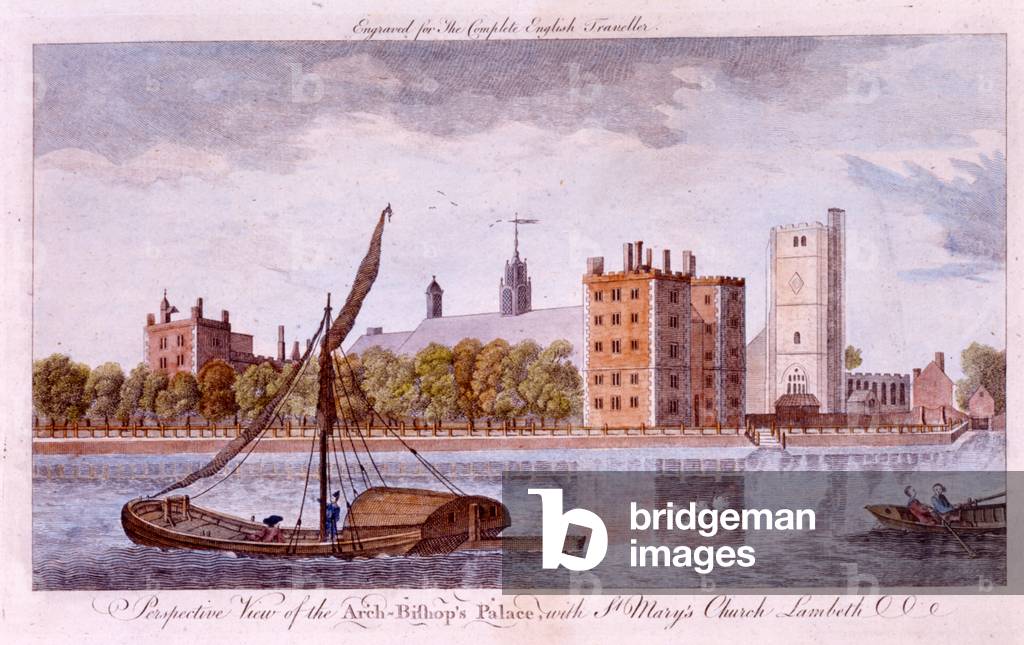 Lambeth Palace and St. Mary's Church from the Thames, c.1760 (engraving)