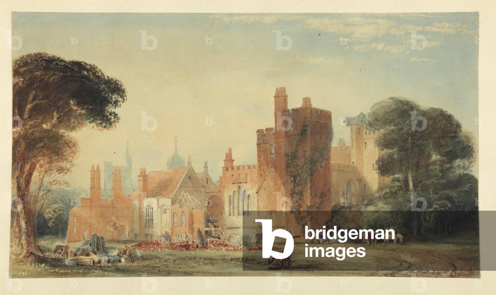 Ms 2949/3 The Old North Front of Lambeth Palace during Demolition, late 1820s (w/c on paper)