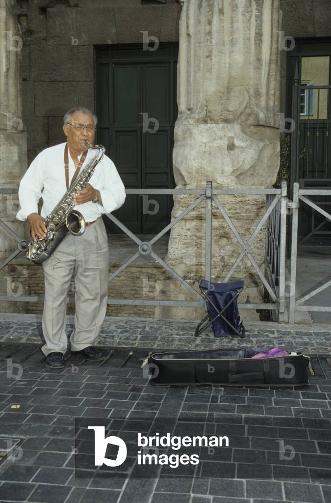 Street musician playing the
