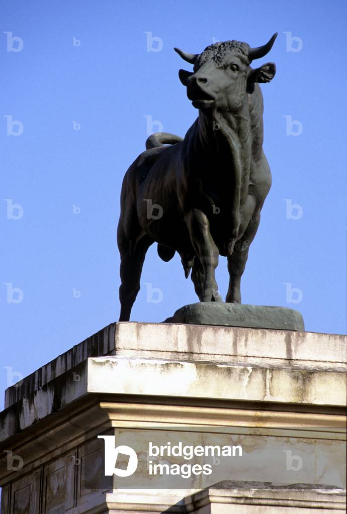 Sculpture of a bull by Auguste Cain (1821-1894), Paris 15.