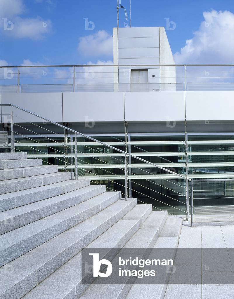 Staircase of the museum and archeological site of Saint Romain en Gal (Rhone). Architects Philippe Chaix and Jean Paul Morel.
