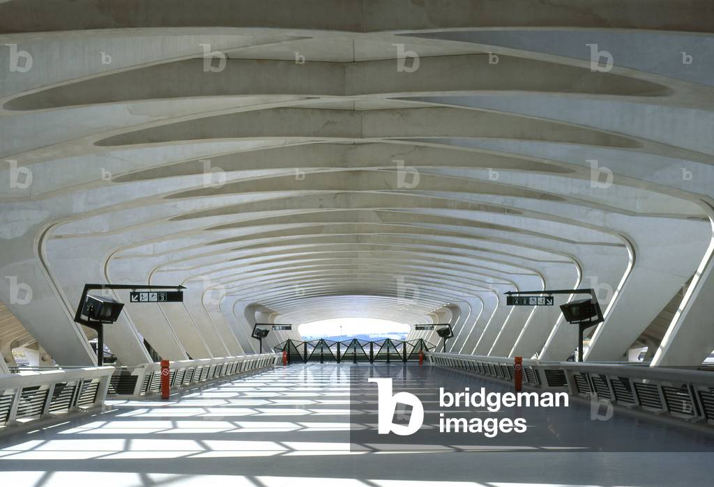 TGV station at Lyon Saint Exupery airport. Architecture of Santiago Calatrava, 1989-1994. Photography 1994