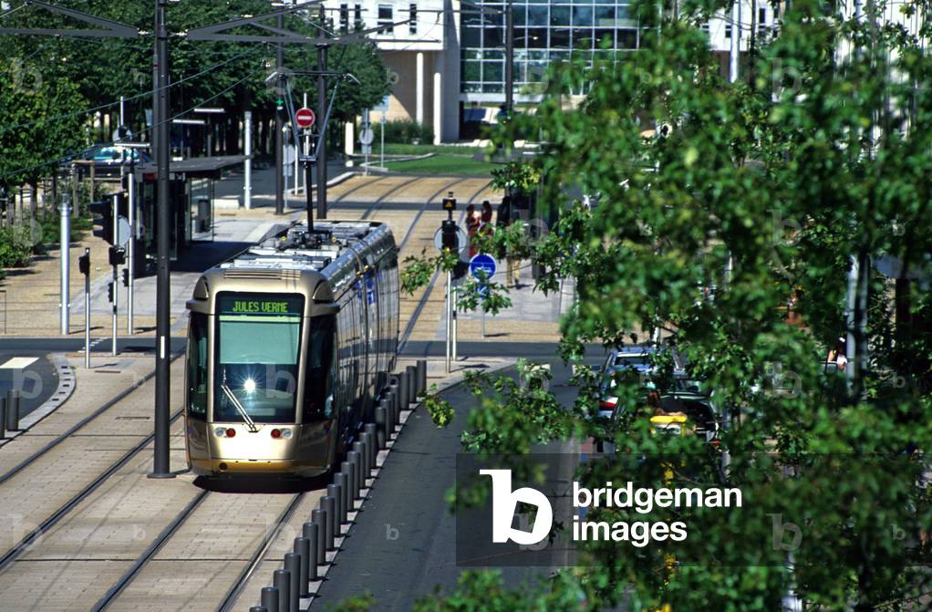 The tram in Orleans (Loiret).