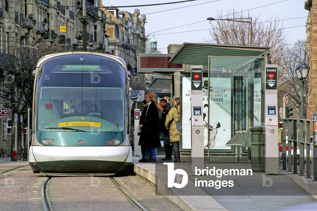 The tram in Strasbourg (Bas Rhin, Alsace).