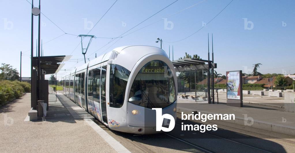 The Lyon tram, Parilly universite station, Saint Priest (Rhone).