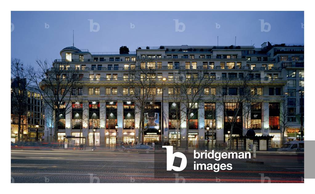 The Virgin Megastore, 56-60 avenue des Champs Elysees, Paris 8th arrondissement. Architect Andre Arfvidson (1870-1935), 1929-1931, for the First National City Bank.