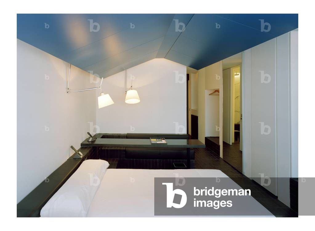 The floor signs David Chipperfield inside Hotel Puerta America, 41 Avenida America in Madrid, Spain. Architecture 2005. Photography 13/09/05