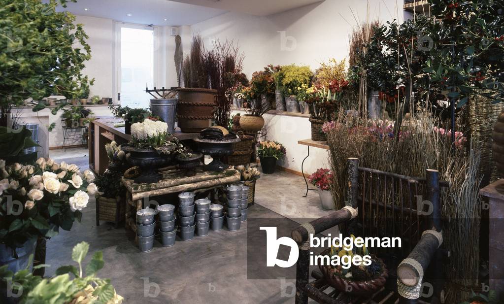 The shop of Christian Tortu, Florist, rue Saint Florentin in Paris 75008. Architecture, 1990. Photography 12/09/90