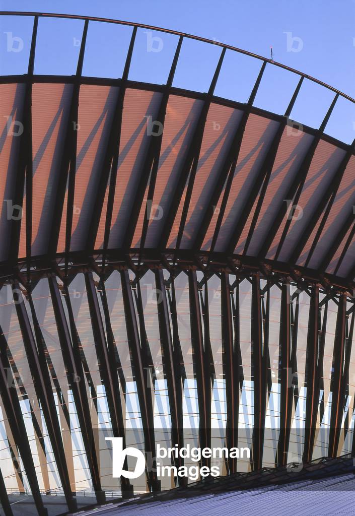 TGV station at Lyon Saint Exupery airport. Architecture of Santiago Calatrava, 1989-1994. Photography 1994