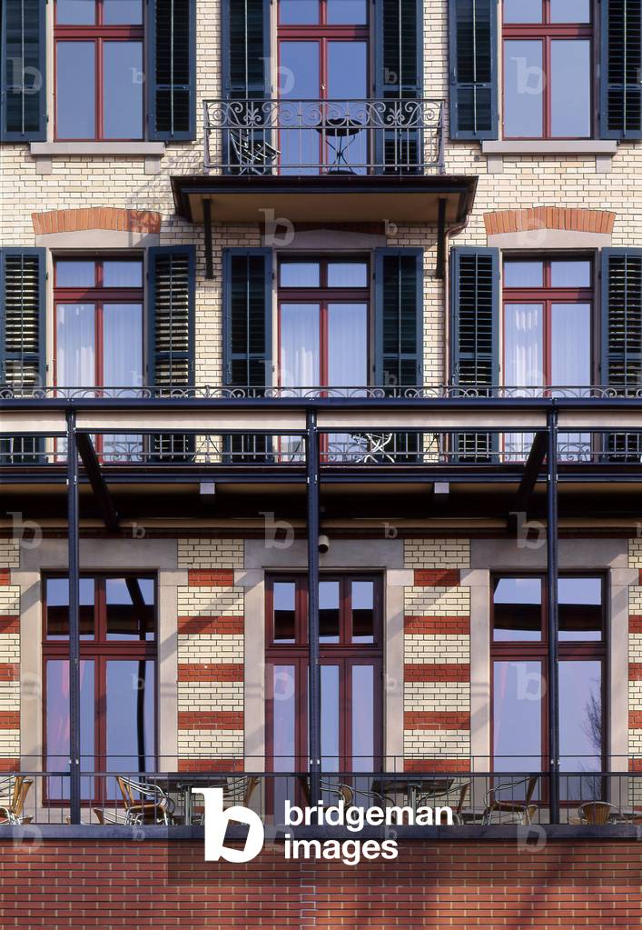 Facade of a hotel in Switzerland.