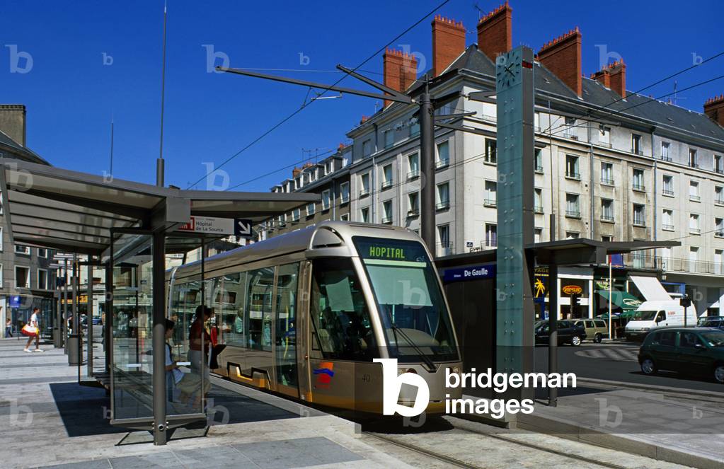 The tram in Orleans (Loiret).