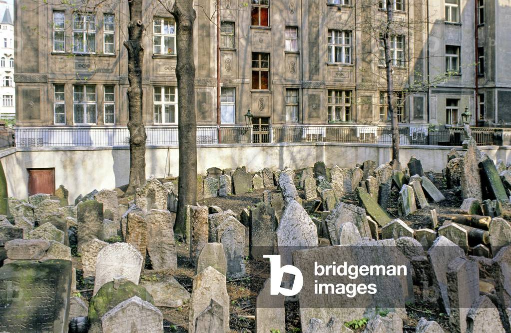 Old Jewish cemetery adans the Old Town of Prague in the Czech Republic.