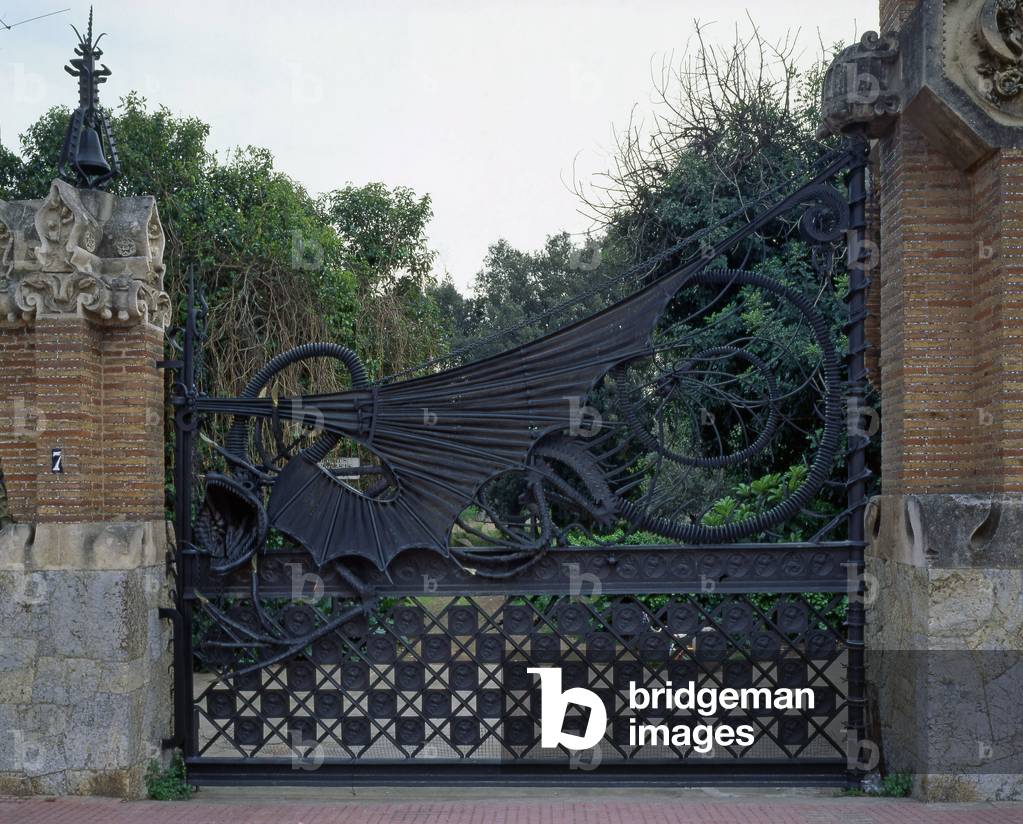 Pavilion Finca Guell, Avenida Pedralbes 7-15 in Barcelona (Spain), realized by Antoni Gaudi (1852-1926) in 1884-1887.