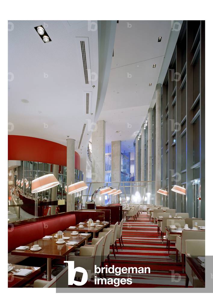 Hotel Radisson SAS Frankfurt, Germany. Architecture by John Seifert, Adam D. Tihany and Matteo Thun, 2005. Hotel Radisson SAS Frankfurt is designed by John Seifert architects as well as Adam D. Tihany and Matteo Thun for interior architecture. Photography 02/03/06