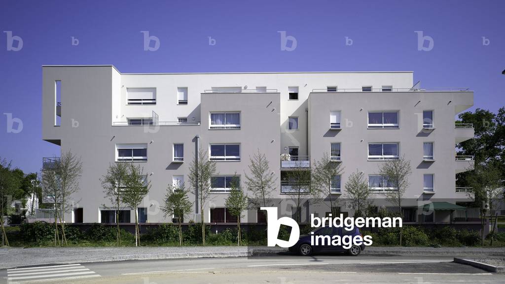 Social housing in Chantepie (Ille et Vilaine). Architect CO-BE architecture and landscape, realisation 2008. Housing with the CERQUAL label (habitat and environment-profile E). Photography 15/04/08.