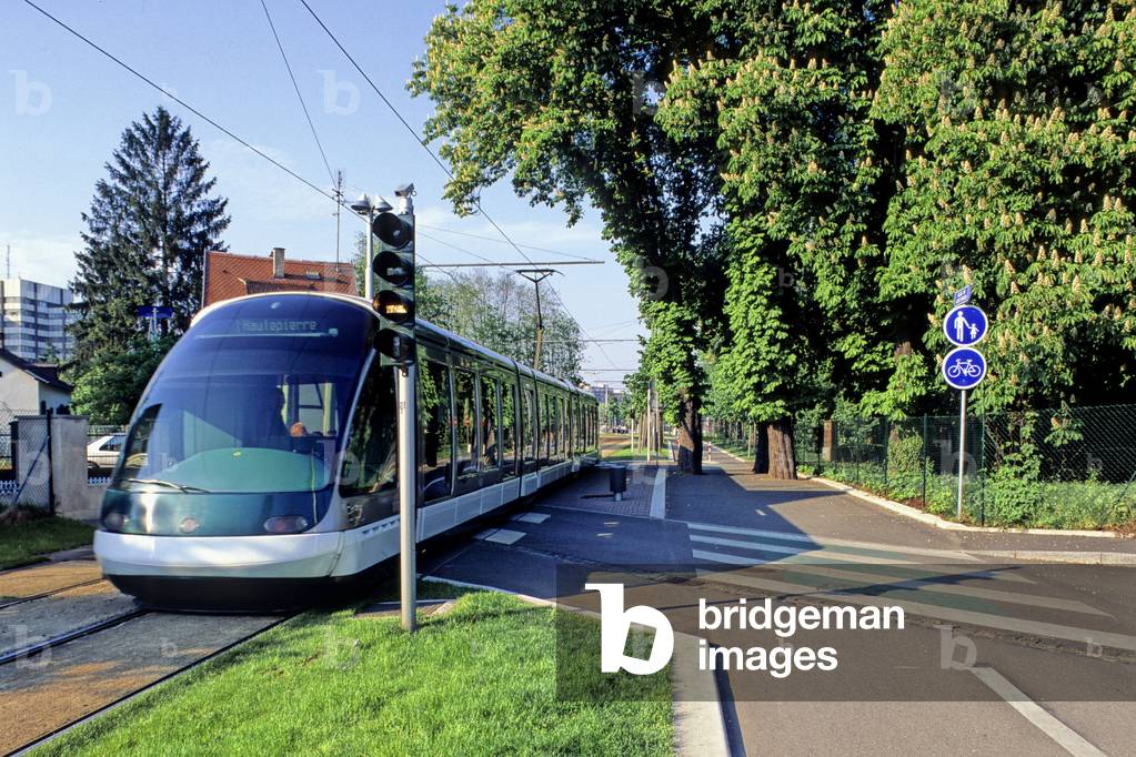 The tram in Strasbourg (Alsace).