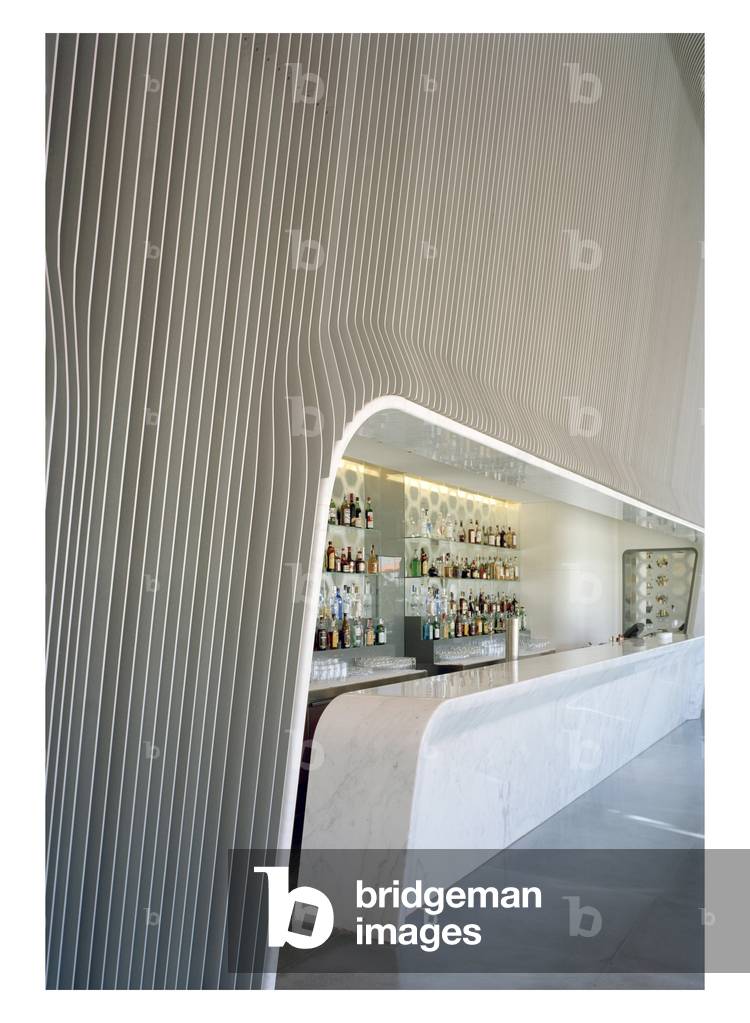 The bar is designed by Mark Newson inside the hotel Puerta America, 41 Avenida America in Madrid, Spain. Architecture 2005. Photography 13/09/05